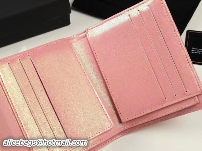 Most Popular Chanel Calfskin Leather Card packet & Gold-Tone Metal A82288 pink