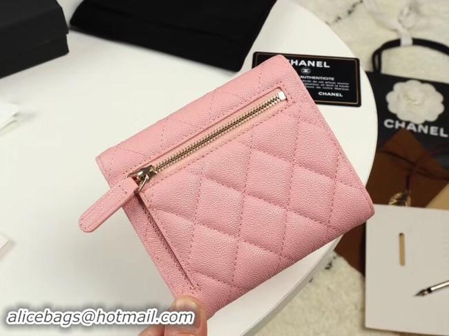 Most Popular Chanel Calfskin Leather Card packet & Gold-Tone Metal A82288 pink