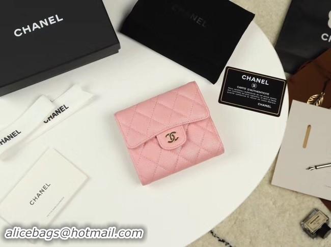 Most Popular Chanel Calfskin Leather Card packet & Gold-Tone Metal A82288 pink