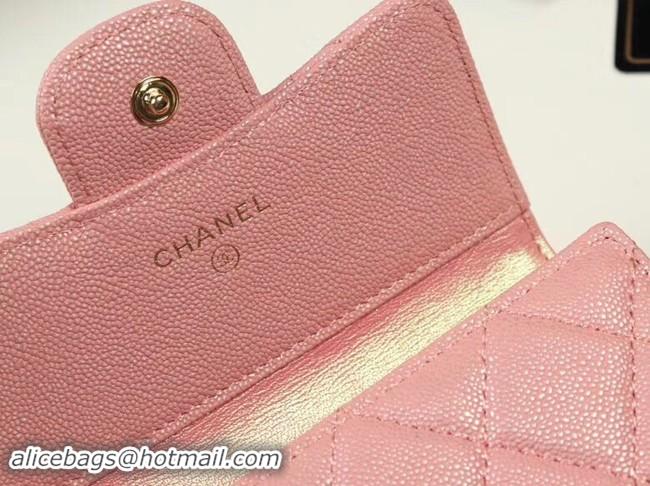 Most Popular Chanel Calfskin Leather Card packet & Gold-Tone Metal A82288 pink