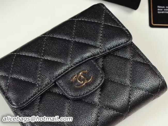 Sumptuous Chanel Calfskin Leather Card packet & Gold-Tone Metal A82288 black