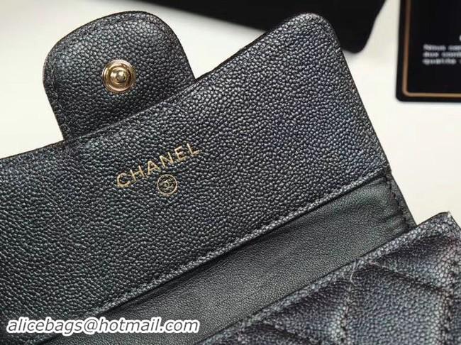 Sumptuous Chanel Calfskin Leather Card packet & Gold-Tone Metal A82288 black