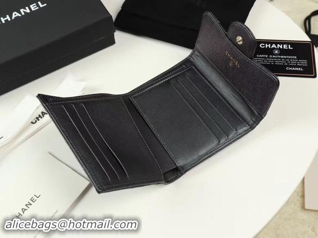 Sumptuous Chanel Calfskin Leather Card packet & Gold-Tone Metal A82288 black