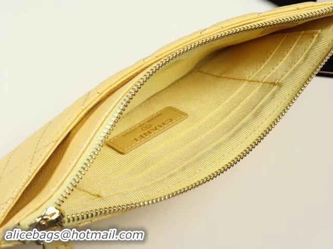 Discount Chanel Calfskin Leather & Gold-Tone Metal A84107 yellow