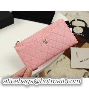 Chic Chanel Calfskin Leather & Gold-Tone Metal A84107 light pink