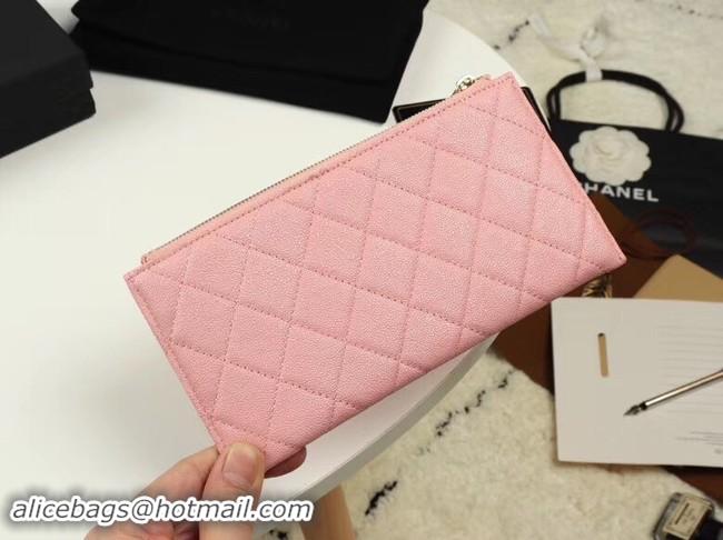 Chic Chanel Calfskin Leather & Gold-Tone Metal A84107 light pink