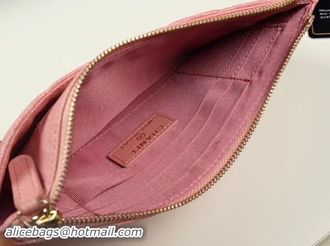 Chic Chanel Calfskin Leather & Gold-Tone Metal A84107 light pink