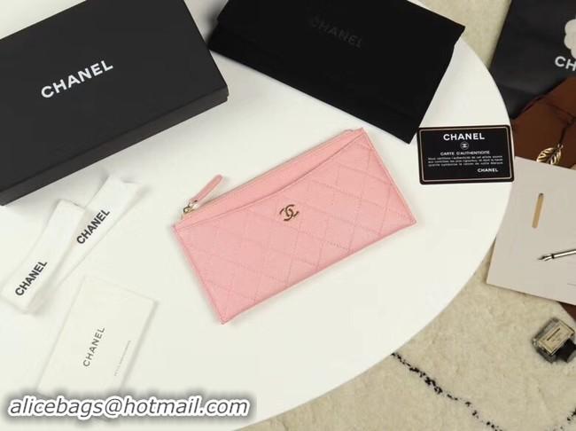 Chic Chanel Calfskin Leather & Gold-Tone Metal A84107 light pink