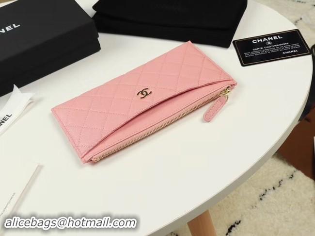 Chic Chanel Calfskin Leather & Gold-Tone Metal A84107 light pink