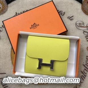 Shop Duplicate Hermes Constance Wallets espom leather H2297 yellow