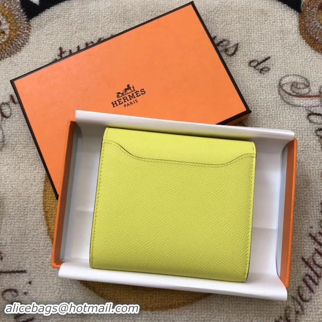 Shop Duplicate Hermes Constance Wallets espom leather H2297 yellow