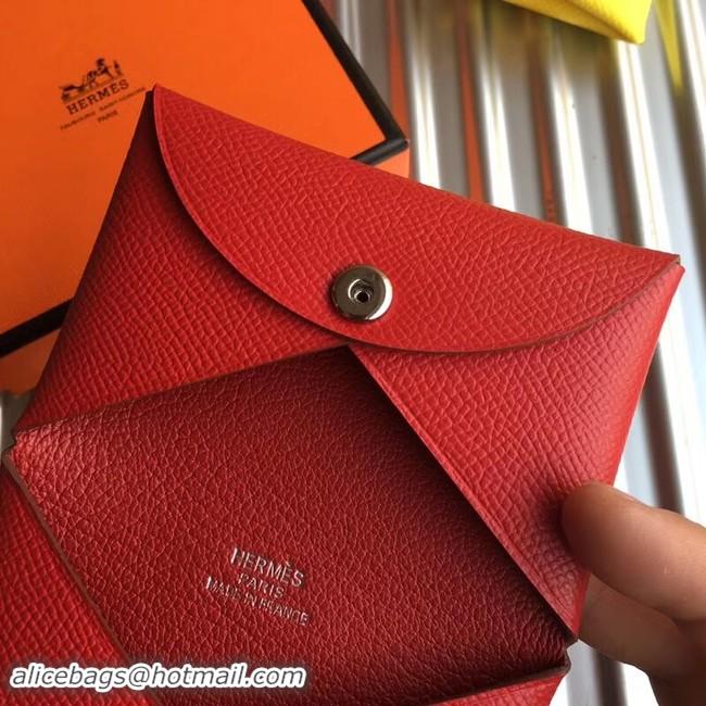 Top Grade Hermes Bastia Epsom card case H0369 red