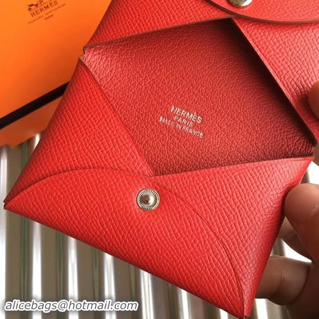 Top Grade Hermes Bastia Epsom card case H0369 red