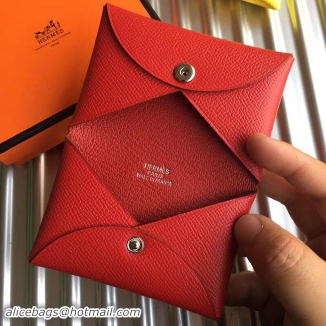 Top Grade Hermes Bastia Epsom card case H0369 red