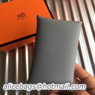 Promotional Hermes Bastia Epsom card case H0369 Grey