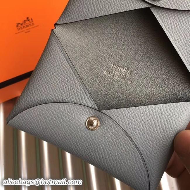 Promotional Hermes Bastia Epsom card case H0369 Grey