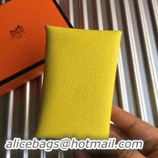 Durable Hermes Bastia Epsom card case H0369 lemon