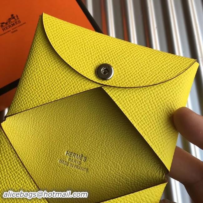 Durable Hermes Bastia Epsom card case H0369 lemon