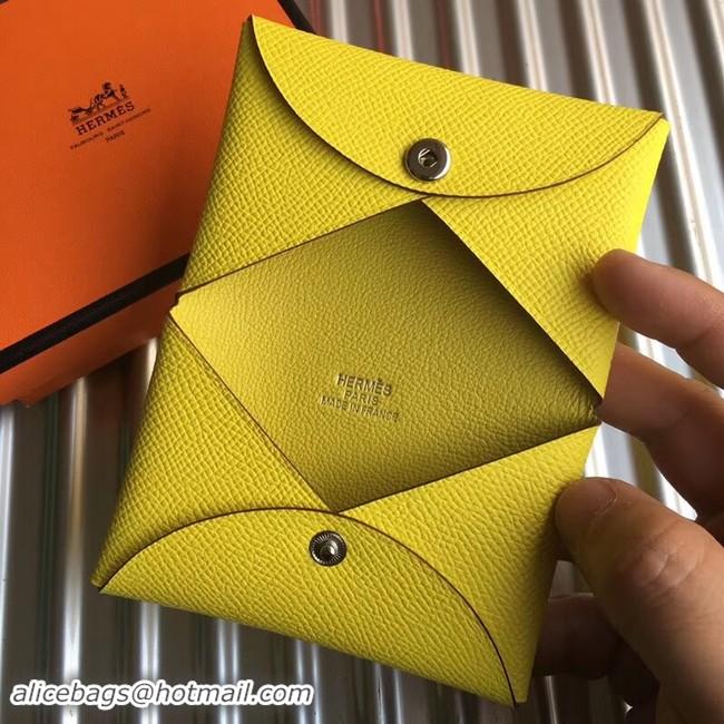 Durable Hermes Bastia Epsom card case H0369 lemon