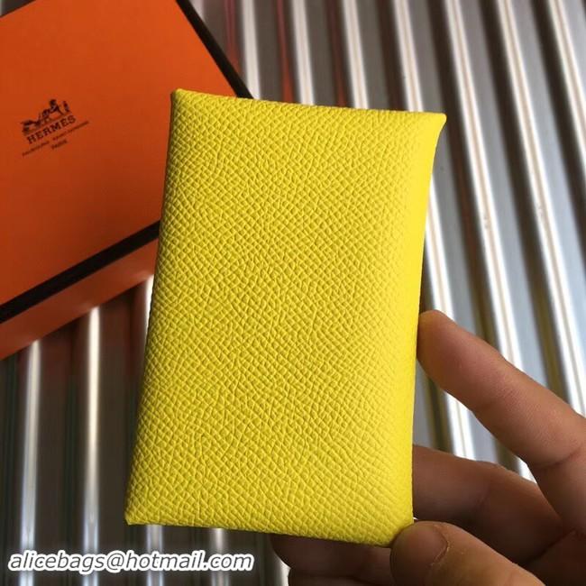 Durable Hermes Bastia Epsom card case H0369 lemon