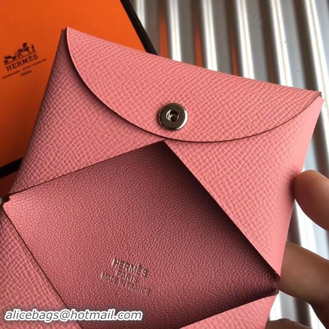 Charming Hermes Bastia Epsom card case H0369 pink