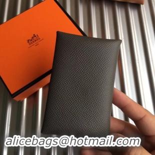 Discount Hermes Bastia Epsom card case H0369 dark grey