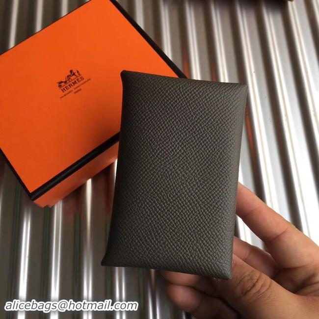 Discount Hermes Bastia Epsom card case H0369 dark grey