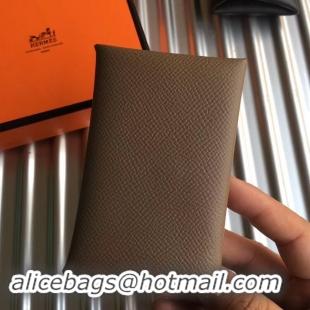 Sumptuous Hermes Bastia Epsom card case H0369 Khaki