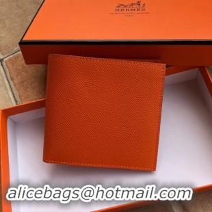 Best Product Hermes espom leather Wallet H2296 orange