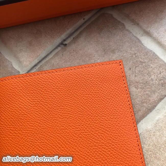 Best Product Hermes espom leather Wallet H2296 orange