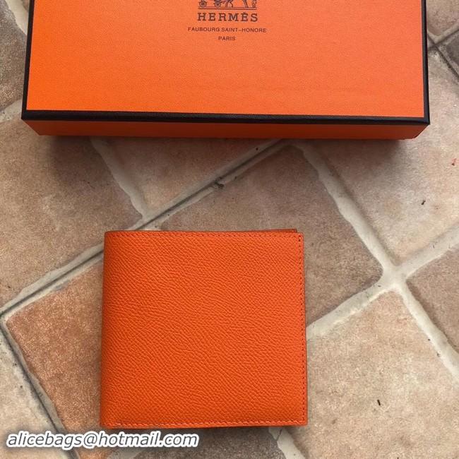 Best Product Hermes espom leather Wallet H2296 orange