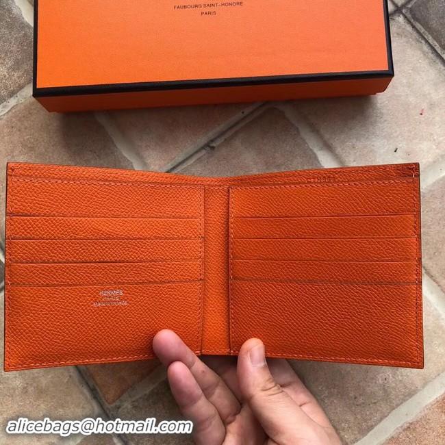 Best Product Hermes espom leather Wallet H2296 orange