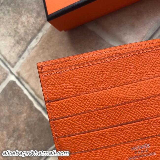 Best Product Hermes espom leather Wallet H2296 orange