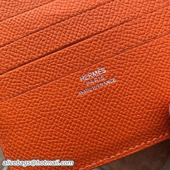 Best Product Hermes espom leather Wallet H2296 orange