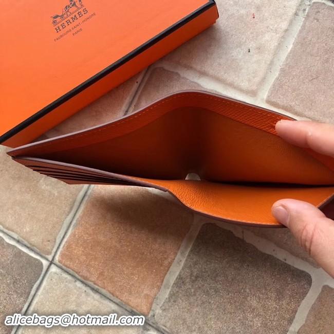 Best Product Hermes espom leather Wallet H2296 orange