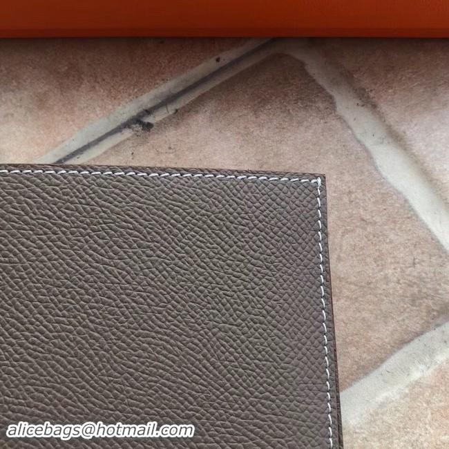 Best Quality Hermes espom leather Wallet H2296 grey