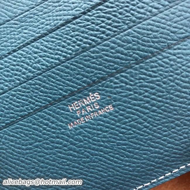 Crafted Hermes espom leather Wallet H2296 Light blue