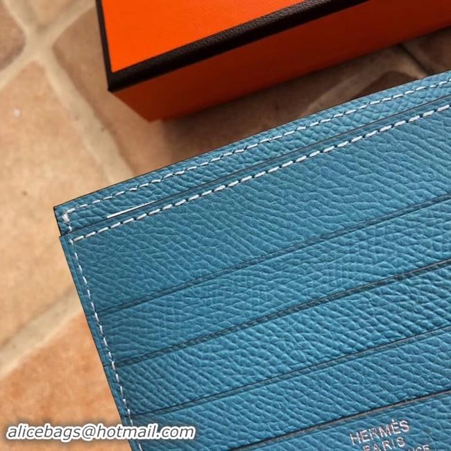 Crafted Hermes espom leather Wallet H2296 Light blue