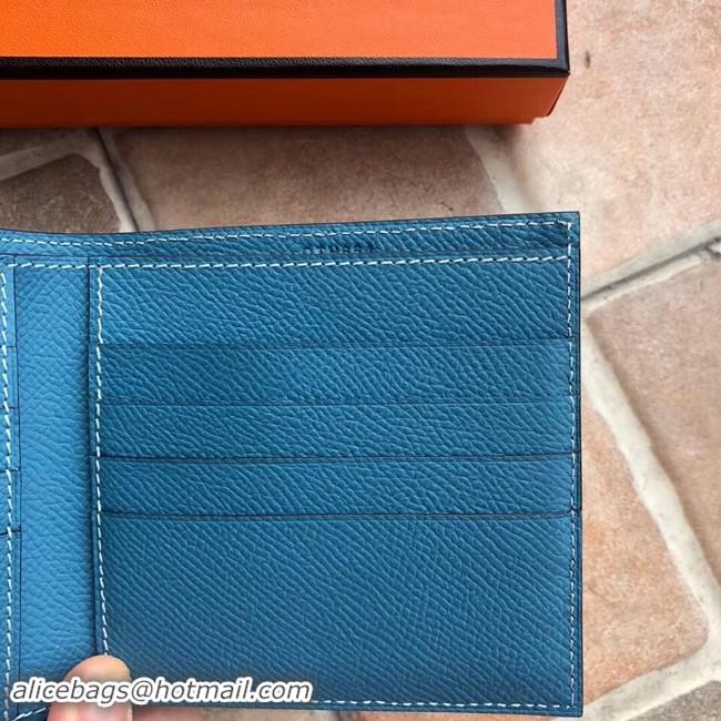 Crafted Hermes espom leather Wallet H2296 Light blue