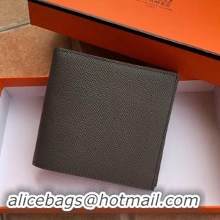 Good Product Hermes espom leather Wallet H2296 dark grey