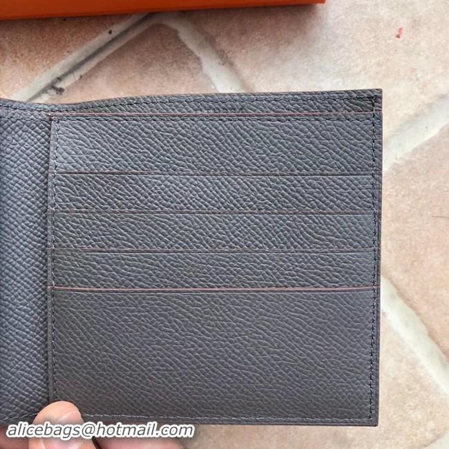 Good Product Hermes espom leather Wallet H2296 dark grey