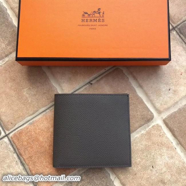 Good Product Hermes espom leather Wallet H2296 dark grey