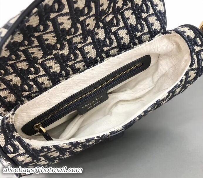 Top Quality Dior Saddle Bag In Blue Oblique Jacquard Canvas 800583