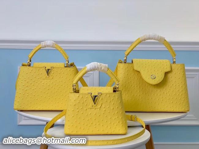 Cheap Price Louis vuitton original Ostrich pattern CAPUCINES PM M53665 yellow