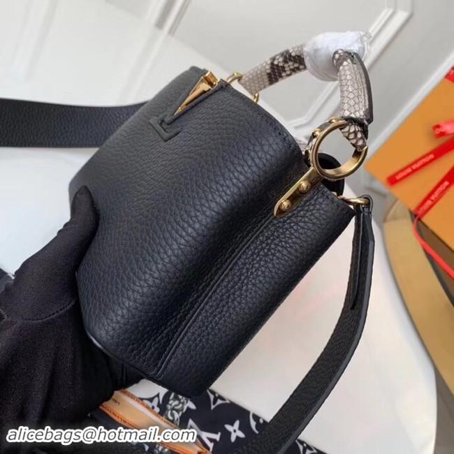 Sophisticated Louis vuitton original taurillon leather Capucines Mini N95509 black