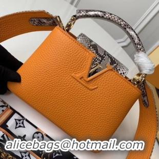 Best Grade Louis vuitton original taurillon leather Capucines Mini N95509 Yellow