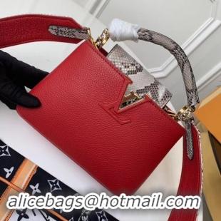 Top Design Louis vuitton original taurillon leather Capucines Mini N95509 Red