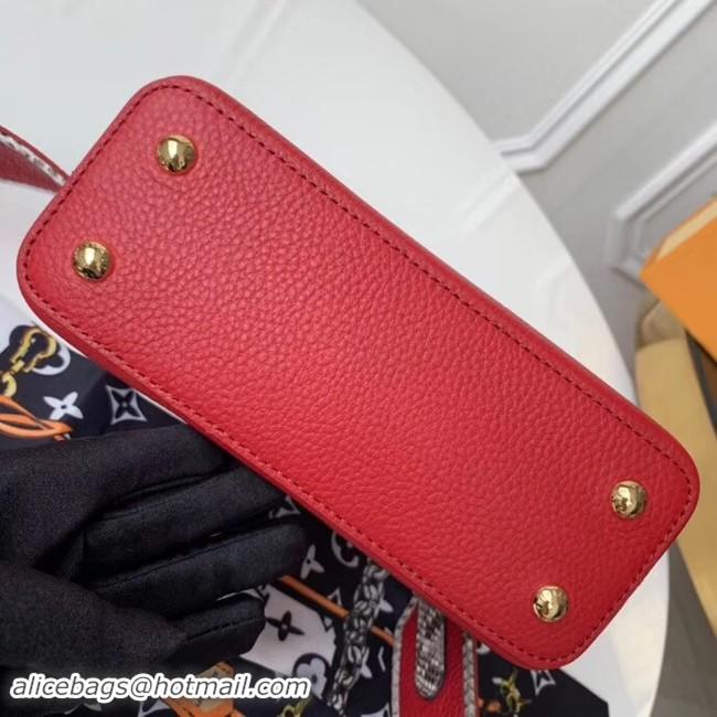 Top Design Louis vuitton original taurillon leather Capucines Mini N95509 Red