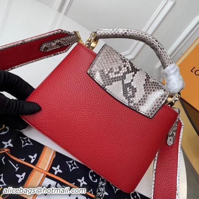 Top Design Louis vuitton original taurillon leather Capucines Mini N95509 Red