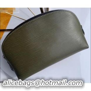 Durable Louis Vuitton Cosmetic Pouch PM Bag Epi Leather Army Green M47515